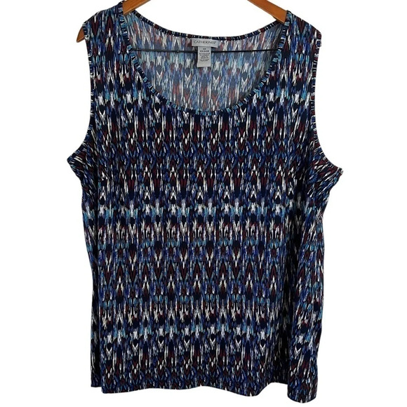 Catherines Jersey Stretch Knit Tank Top 2X Abstract Chevron Stripes Multicolor - Picture 1 of 5